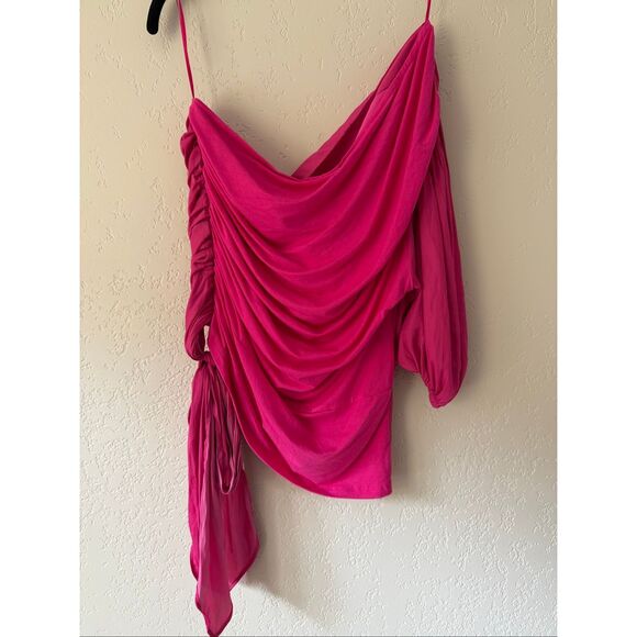 Anthropologie Dolan Ruched One-Shoulder Blouse - Picture 3 of 6